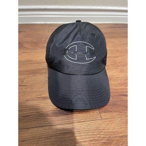 Champion Hat Embroided Graphic Black Adjustable Strap UV Hat UPF 50 Sun Hat